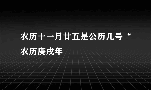 农历十一月廿五是公历几号“农历庚戌年