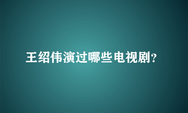 王绍伟演过哪些电视剧？