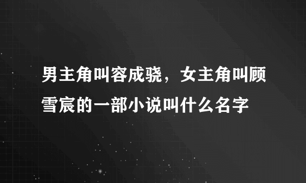 男主角叫容成骁，女主角叫顾雪宸的一部小说叫什么名字