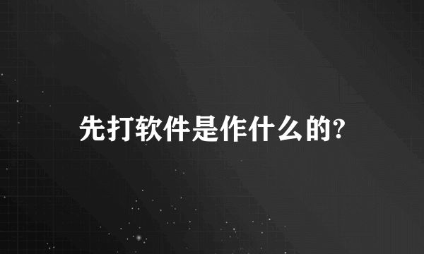 先打软件是作什么的?