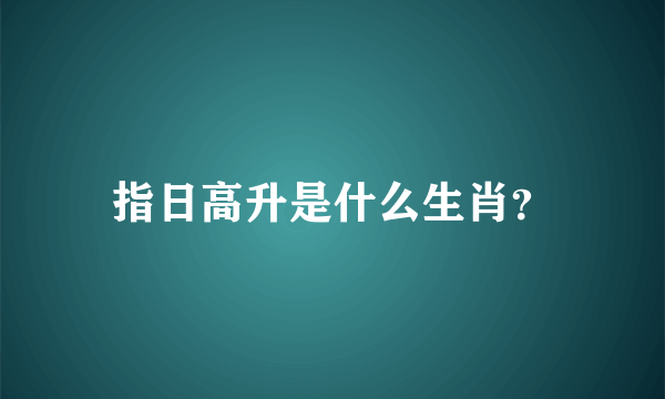 指日高升是什么生肖？