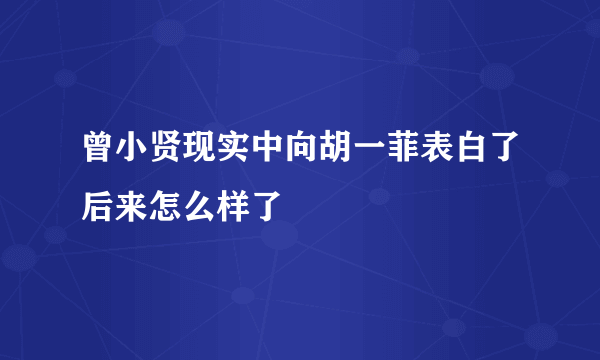 曾小贤现实中向胡一菲表白了后来怎么样了