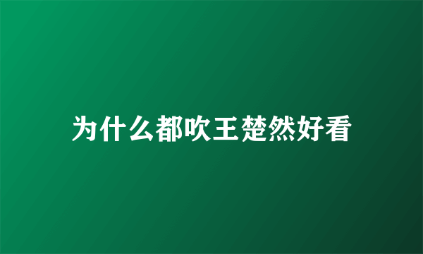 为什么都吹王楚然好看