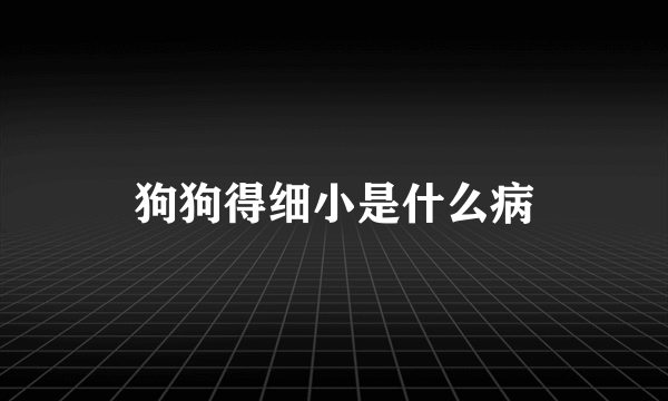 狗狗得细小是什么病