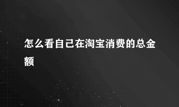 怎么看自己在淘宝消费的总金额