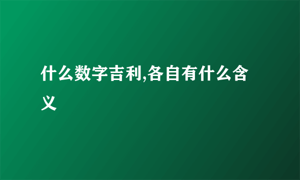 什么数字吉利,各自有什么含义