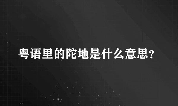 粤语里的陀地是什么意思？