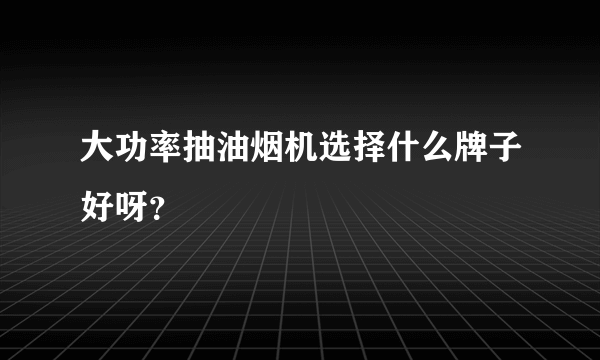 大功率抽油烟机选择什么牌子好呀？