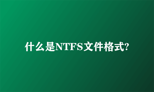 什么是NTFS文件格式?