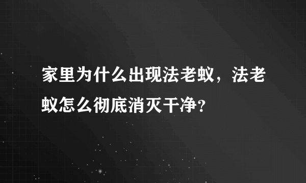 家里为什么出现法老蚁，法老蚁怎么彻底消灭干净？