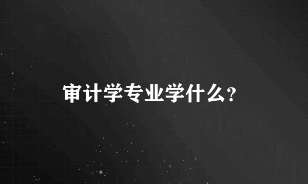 审计学专业学什么？