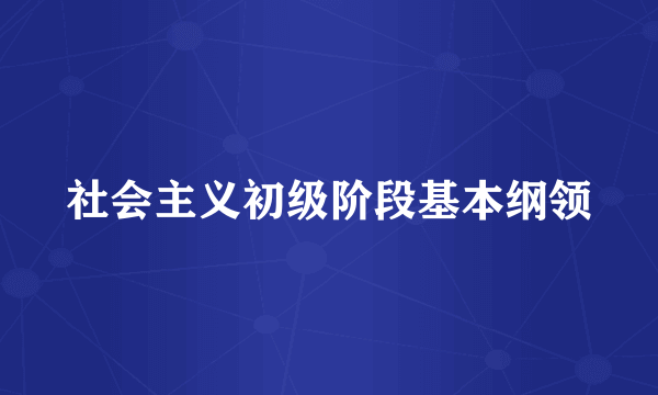 社会主义初级阶段基本纲领