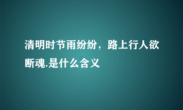 清明时节雨纷纷，路上行人欲断魂.是什么含义