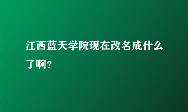 江西蓝天学院现在改名成什么了啊？