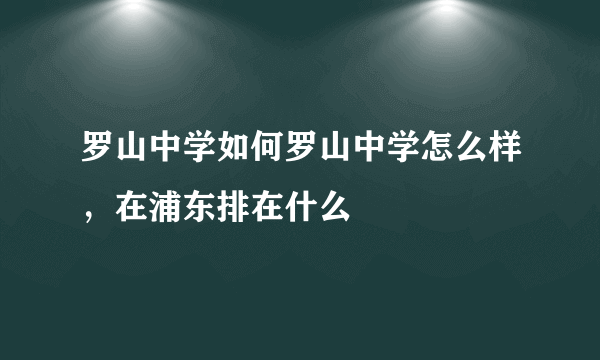 罗山中学如何罗山中学怎么样，在浦东排在什么