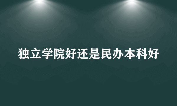 独立学院好还是民办本科好