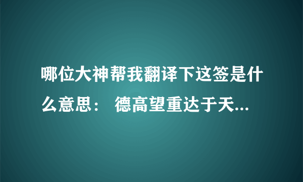 哪位大神帮我翻译下这签是什么意思： 德高望重达于天，万里云程咫尺间，官禄荣升财喜至，平安吉庆乐无边