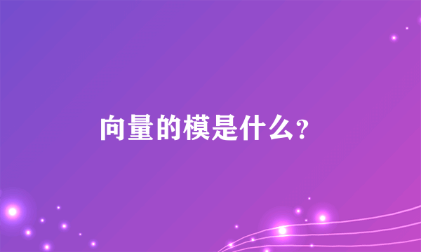 向量的模是什么？