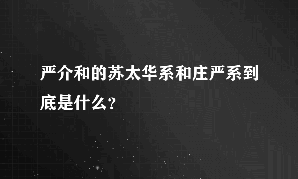 严介和的苏太华系和庄严系到底是什么？