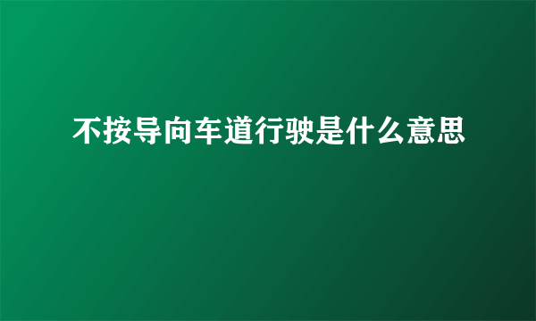 不按导向车道行驶是什么意思