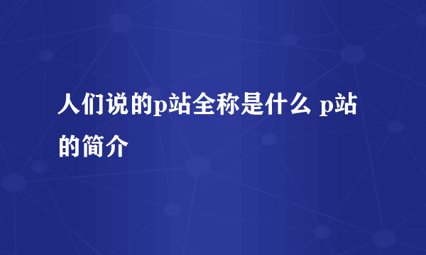 人们说的p站全称是什么 p站的简介