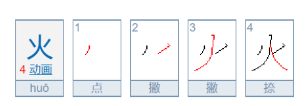 “火”笔顺怎么写？