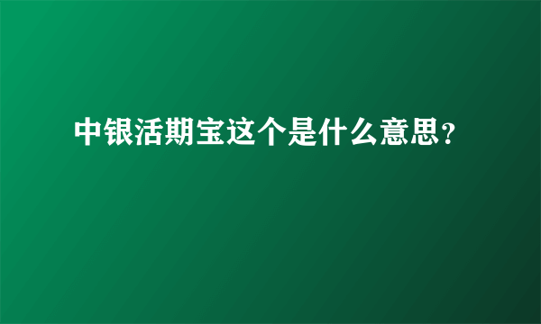 中银活期宝这个是什么意思？