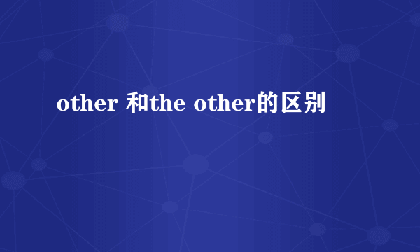 other 和the other的区别