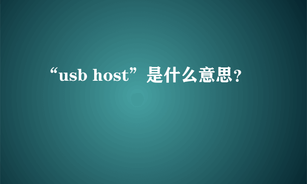 “usb host”是什么意思？