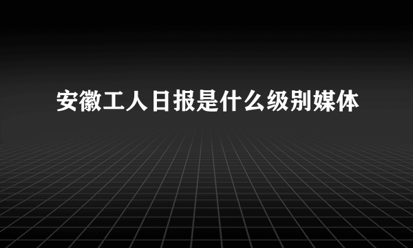 安徽工人日报是什么级别媒体