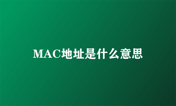 MAC地址是什么意思