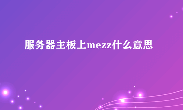 服务器主板上mezz什么意思