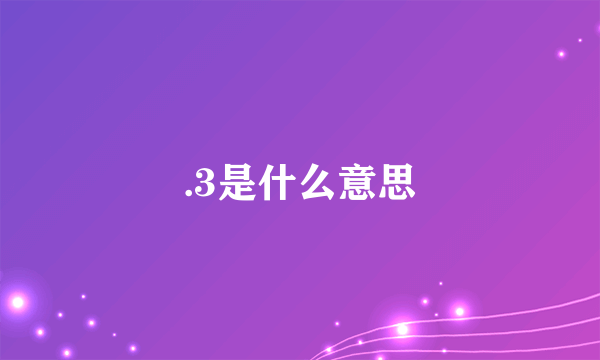 .3是什么意思