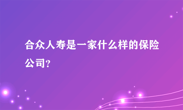 合众人寿是一家什么样的保险公司？