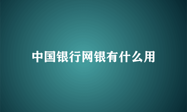 中国银行网银有什么用