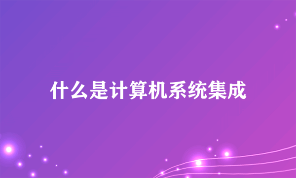 什么是计算机系统集成