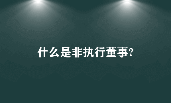 什么是非执行董事?