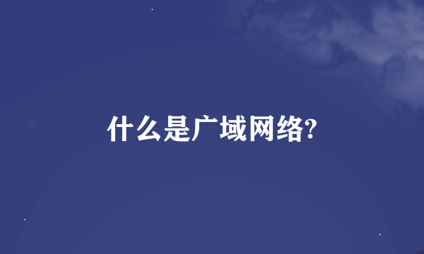 什么是广域网络?