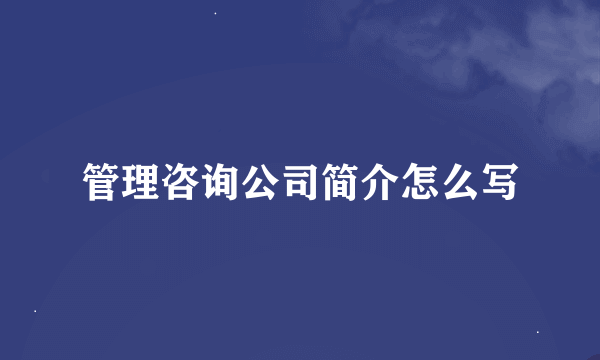 管理咨询公司简介怎么写