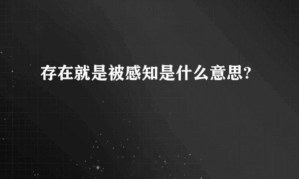 存在就是被感知是什么意思?