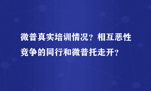 微普真实培训情况？相互恶性竞争的同行和微普托走开？