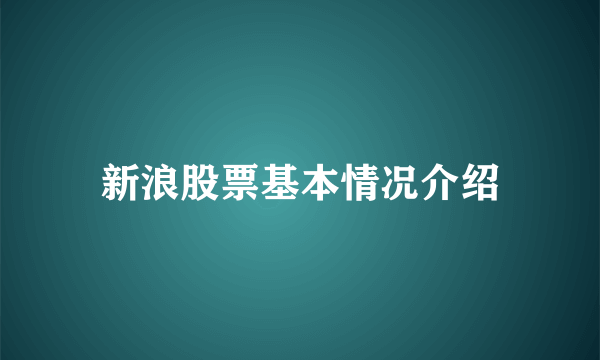 新浪股票基本情况介绍