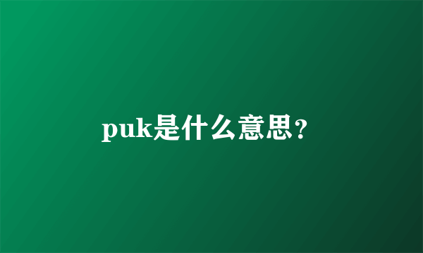 puk是什么意思？