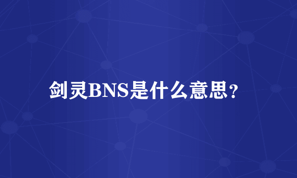 剑灵BNS是什么意思？