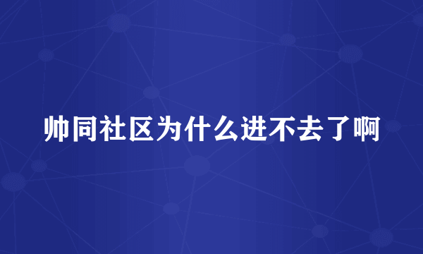 帅同社区为什么进不去了啊