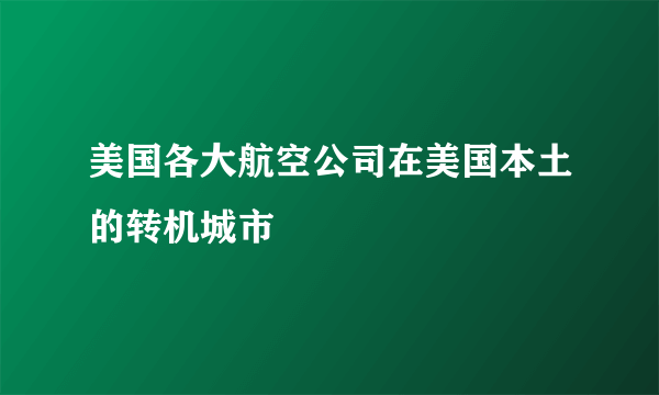 美国各大航空公司在美国本土的转机城市