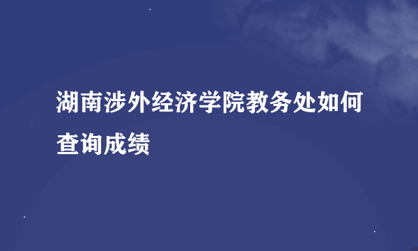 湖南涉外经济学院教务处如何查询成绩