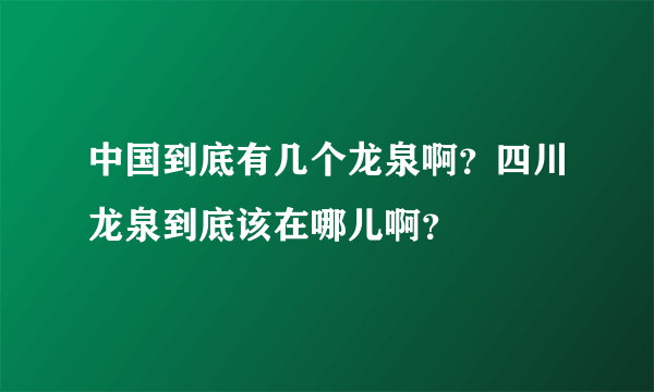 中国到底有几个龙泉啊？四川龙泉到底该在哪儿啊？