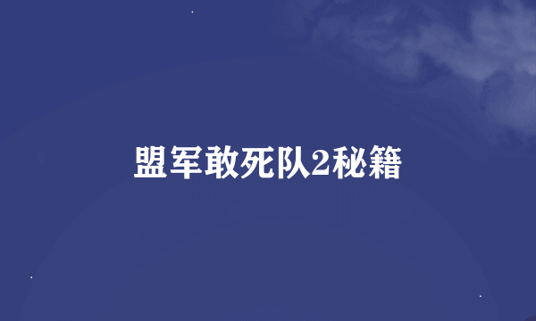 盟军敢死队2秘籍