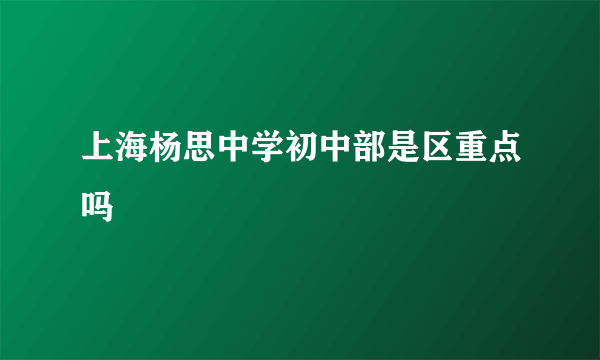 上海杨思中学初中部是区重点吗